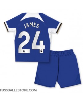 Günstige Chelsea Reece James #24 Heimtrikotsatz Kinder 2023-24 Kurzarm (+ Kurze Hosen)